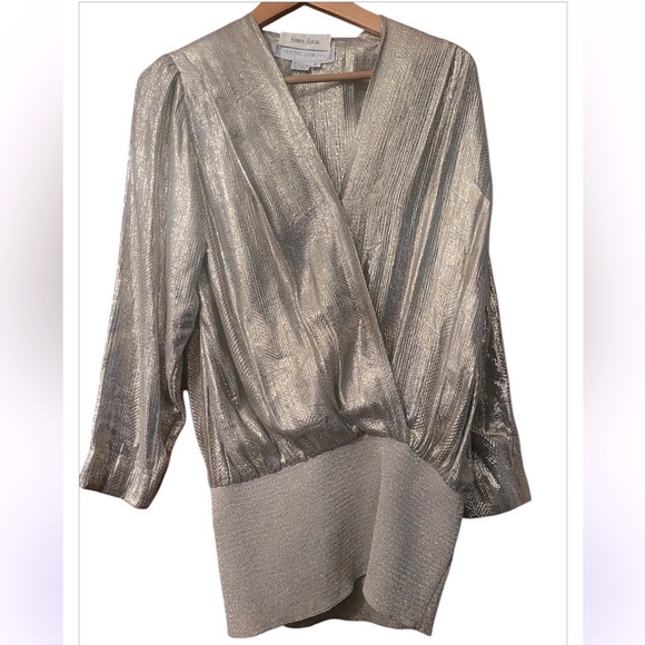 Norma Walters Neiman Marcus Exclusive Silk Dress Long Blouse Gold Sz 8 Hong Kong - Picture 4 of 12